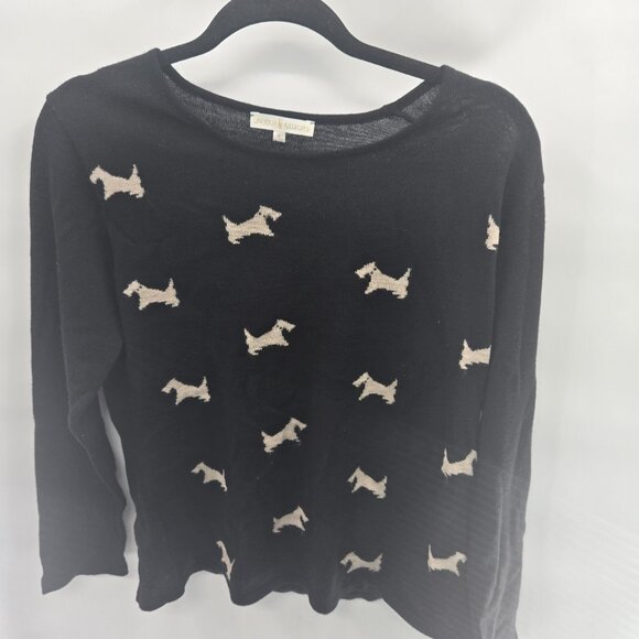 Un Jour Ailleurs Black Scottie Dog Wool Blend French Pullover Sweater Size 3 - Picture 1 of 7